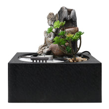 Load image into Gallery viewer, Buddha Zen Tabletop Fountain with LED Light, Tealight Holder and Succulent, AI1037
