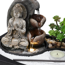 Load image into Gallery viewer, Buddha Zen Tabletop Fountain with LED Light, Tealight Holder and Succulent, AI1037
