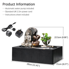 Load image into Gallery viewer, Buddha Zen Tabletop Fountain with LED Light, Tealight Holder and Succulent, AI1037
