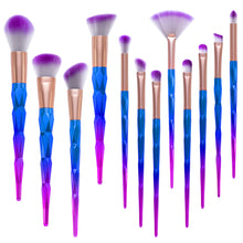 Load image into Gallery viewer, 12pcs Diamond dazzling purple  Eye Brushes Set Makeup Brush Kit with pouch
