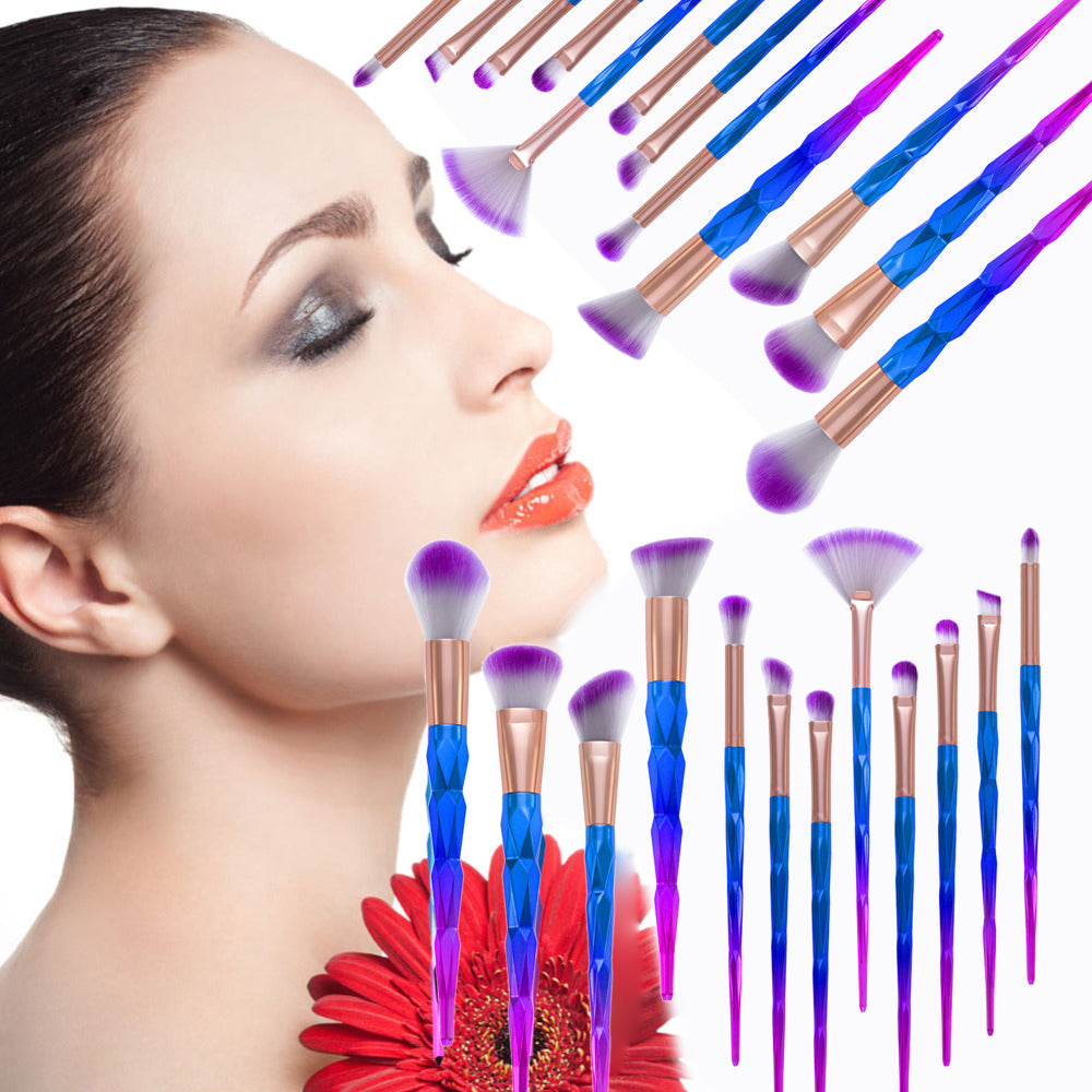 12pcs Diamond dazzling purple  Eye Brushes Set Makeup Brush Kit with pouch