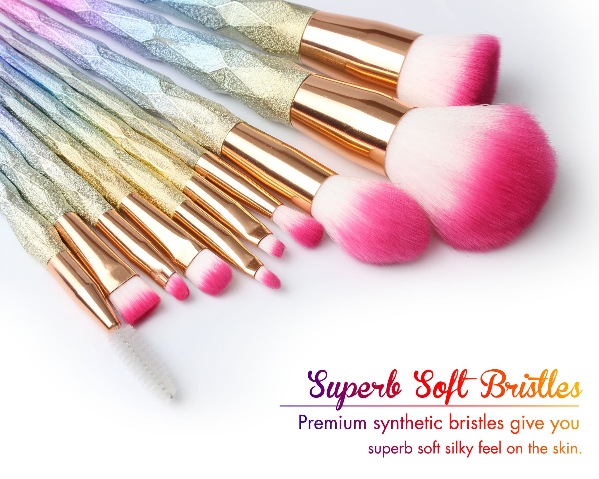 10PCS Qivange Makeup Brushes, Rainbow Foundation Eyeshadow Eyeliner Makeup  Brushes Set(10pcs)