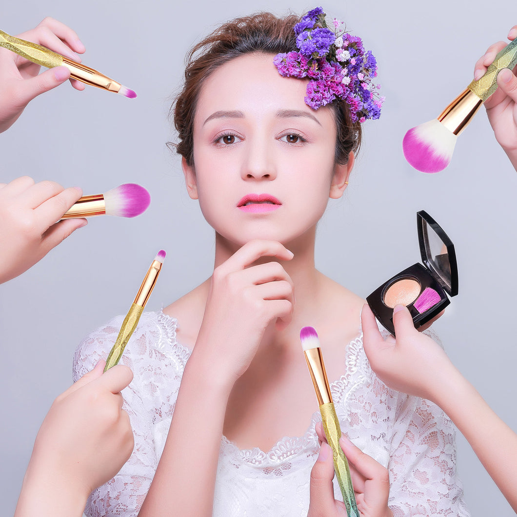 10PCS Qivange Makeup Brushes, Rainbow Foundation Eyeshadow Eyeliner Makeup Brushes Set(10pcs)