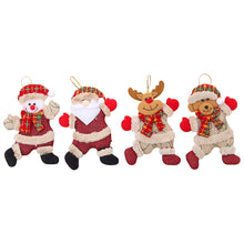 Load image into Gallery viewer, Livingandhome 4 Pieces Christmas Tree Ornament Snowman Santa Claus Elk and Bear Shape Xmas Dolls, CD0364
