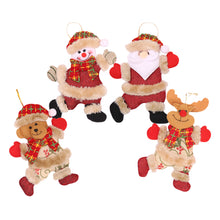 Load image into Gallery viewer, Livingandhome 4 Pieces Christmas Tree Ornament Snowman Santa Claus Elk and Bear Shape Xmas Dolls, CD0364
