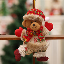 Load image into Gallery viewer, Livingandhome 4 Pieces Christmas Tree Ornament Snowman Santa Claus Elk and Bear Shape Xmas Dolls, CD0364
