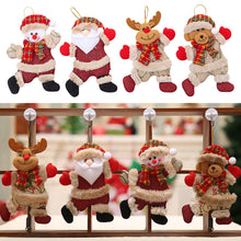 Load image into Gallery viewer, Livingandhome 4 Pieces Christmas Tree Ornament Snowman Santa Claus Elk and Bear Shape Xmas Dolls, CD0364
