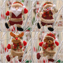 Load image into Gallery viewer, Livingandhome 4 Pieces Christmas Tree Ornament Snowman Santa Claus Elk and Bear Shape Xmas Dolls, CD0364
