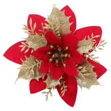 Load image into Gallery viewer, Livingandhome 24 Pieces Artificial Christmas Tree Flowers Xmas Festive Poinsettia Flowers Decoration Set, CD0368
