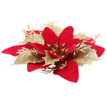 Load image into Gallery viewer, Livingandhome 24 Pieces Artificial Christmas Tree Flowers Xmas Festive Poinsettia Flowers Decoration Set, CD0368
