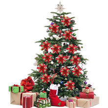 Load image into Gallery viewer, Livingandhome 24 Pieces Artificial Christmas Tree Flowers Xmas Festive Poinsettia Flowers Decoration Set, CD0368
