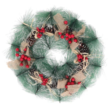 Load image into Gallery viewer, Livingandhome 32cm Snow Flocked Christmas Artificial Wreath with Classical Xmas Ornaments, CD0381
