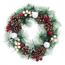 Load image into Gallery viewer, Livingandhome 32cm Snow Flocked Christmas Artificial Wreath with Classical Xmas Ornaments, CD0382
