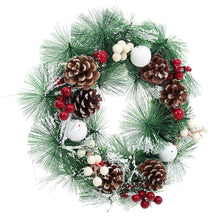 Load image into Gallery viewer, Livingandhome 32cm Snow Flocked Christmas Artificial Wreath with Classical Xmas Ornaments, CD0382
