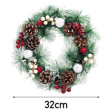 Load image into Gallery viewer, Livingandhome 32cm Snow Flocked Christmas Artificial Wreath with Classical Xmas Ornaments, CD0382
