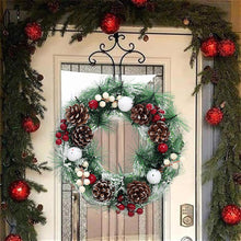 Load image into Gallery viewer, Livingandhome 32cm Snow Flocked Christmas Artificial Wreath with Classical Xmas Ornaments, CD0382
