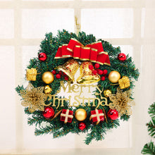 Load image into Gallery viewer, Livingandhome 30cm Christmas Artificial Wreath with Xmas Baubles Bells Bow Knots, CD0383
