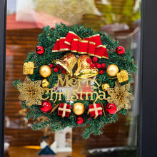 Load image into Gallery viewer, Livingandhome 30cm Christmas Artificial Wreath with Xmas Baubles Bells Bow Knots, CD0383
