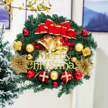 Load image into Gallery viewer, Livingandhome 30cm Christmas Artificial Wreath with Xmas Baubles Bells Bow Knots, CD0383
