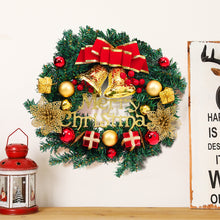 Load image into Gallery viewer, Livingandhome 30cm Christmas Artificial Wreath with Xmas Baubles Bells Bow Knots, CD0383
