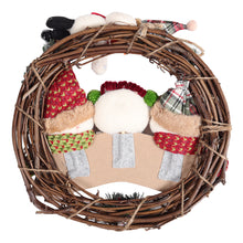 Load image into Gallery viewer, Livingandhome 29cm Christmas Handcraft Wicker Wreath with Xmas Snowman Dolls, CD0386
