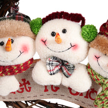 Load image into Gallery viewer, Livingandhome 29cm Christmas Handcraft Wicker Wreath with Xmas Snowman Dolls, CD0386
