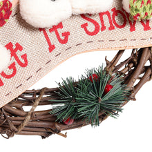 Load image into Gallery viewer, Livingandhome 29cm Christmas Handcraft Wicker Wreath with Xmas Snowman Dolls, CD0386
