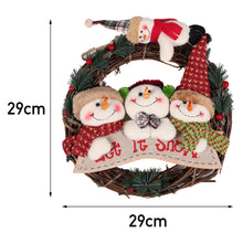 Load image into Gallery viewer, Livingandhome 29cm Christmas Handcraft Wicker Wreath with Xmas Snowman Dolls, CD0386
