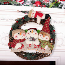 Load image into Gallery viewer, Livingandhome 29cm Christmas Handcraft Wicker Wreath with Xmas Snowman Dolls, CD0386
