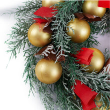 Load image into Gallery viewer, Livingandhome Large Christmas Wreath with Mixed Holiday Accents Bows with Hanger, CD0462
