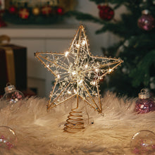 Load image into Gallery viewer, Livingandhome Modern Metal Pre-Lit Star Christmas Tree Topper with Beads, CD0477
