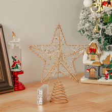 Load image into Gallery viewer, Livingandhome Modern Metal Pre-Lit Star Christmas Tree Topper with Beads, CD0477
