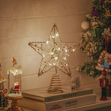 Load image into Gallery viewer, Livingandhome Modern Metal Pre-Lit Star Christmas Tree Topper with Beads, CD0477
