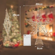 Load image into Gallery viewer, Livingandhome Modern Metal Pre-Lit Star Christmas Tree Topper with Beads, CD0477
