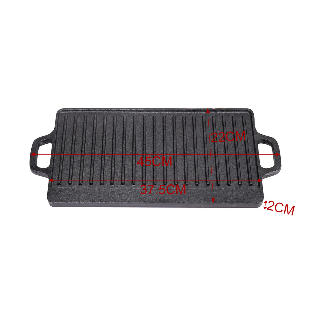 Non Stick Reversible Cast Iron Grill/Griddle Pan Plate BBQ Hob