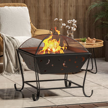 Load image into Gallery viewer, 59CM Fire Pit with BBQ Grill Shelf Garden Patio Heater Brazier with Poker
