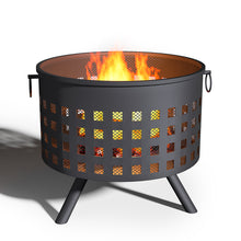 Load image into Gallery viewer, 60CM Round Hollow Border Fire Pit Garden Patio Heater Brazier with Poker
