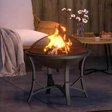 Load image into Gallery viewer, 54cm Dia. Outdoor Fire Pit Log Wood Charcoal Burner with Mesh Screen Cover
