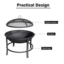 Load image into Gallery viewer, 66cm Large Steel Metal Fire Pit Outdoor Garden Patio Heater Camping Bowl
