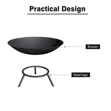Load image into Gallery viewer, 58.5CM Garden Fire Pit Fire Bowl Outdoor Heater Brazier with Poker
