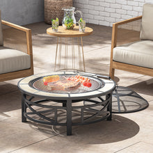 Load image into Gallery viewer, Multi-functional Outdoor Fire Pit Table with BBQ grill and Poker
