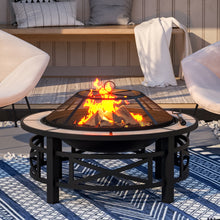 Load image into Gallery viewer, Multi-functional Outdoor Fire Pit Table with BBQ grill and Poker
