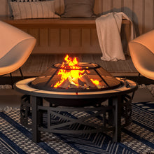 Load image into Gallery viewer, Multi-functional Outdoor Fire Pit Table with BBQ grill and Poker
