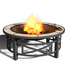 Load image into Gallery viewer, Multi-functional Outdoor Fire Pit Table with BBQ grill and Poker
