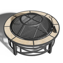 Load image into Gallery viewer, Multi-functional Outdoor Fire Pit Table with BBQ grill and Poker
