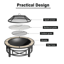 Load image into Gallery viewer, Multi-functional Outdoor Fire Pit Table with BBQ grill and Poker
