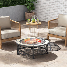 Load image into Gallery viewer, Multi-functional Outdoor Fire Pit Table with BBQ grill and Poker
