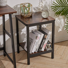 Load image into Gallery viewer, Small Square Sofa Side Table Bedside Stand Wood Nightstand with Storage Shelf Industrial Style
