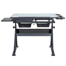Load image into Gallery viewer, Temper Glass Drawing Desk with Stool Chair - Black

