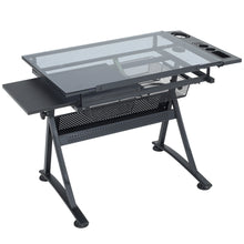 Load image into Gallery viewer, Temper Glass Drawing Desk with Stool Chair - Black
